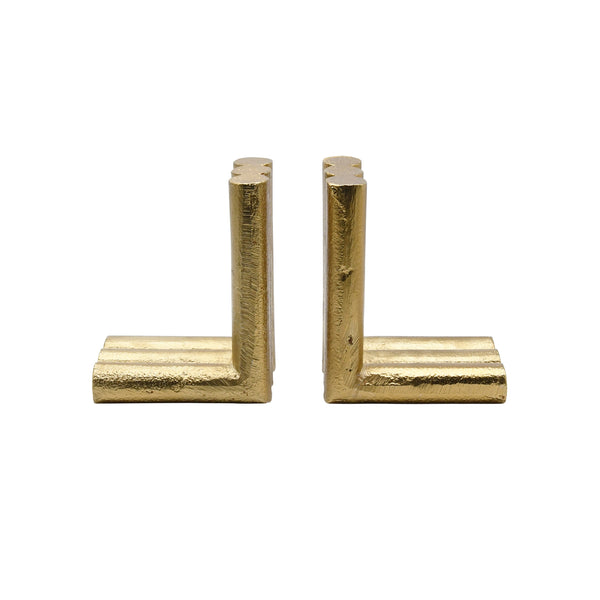 L-SHAPED METAL BOOKEND IN TEXTURED BRASS