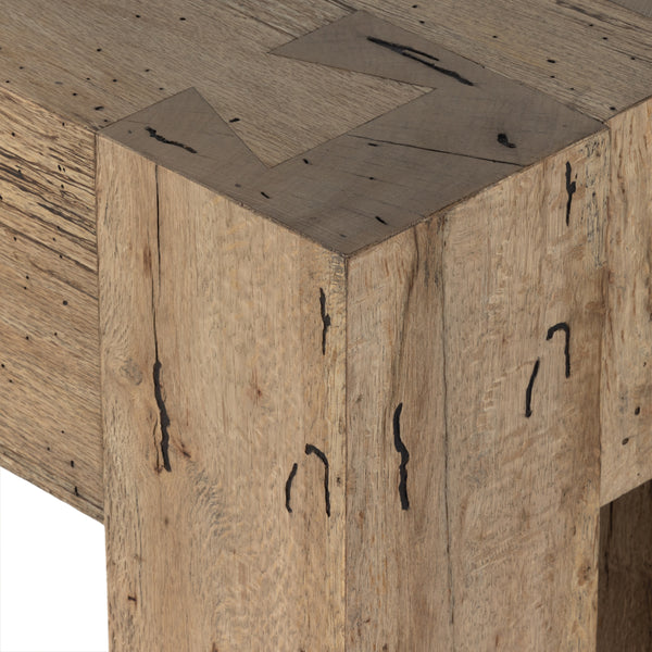Abaso Console Table In Rustic Wormwood Oak