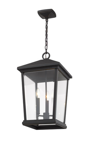 Beacon 3 Light Outdoor Chain Mount Ceiling Fixture in Oil Rubbed Bronze Finish