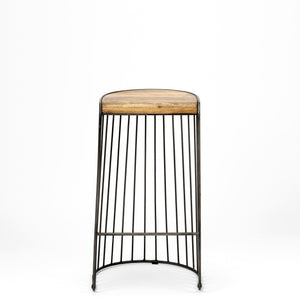 Seagram 30.5" Seat Height Brown Seat Black Metal Frame Stool