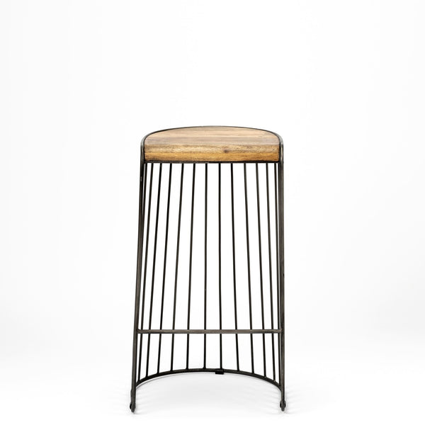 Seagram 30.5" Seat Height Brown Seat Black Metal Frame Stool