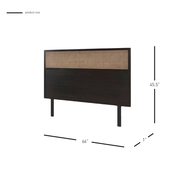 Caine KD Rattan Queen Headboard, Black