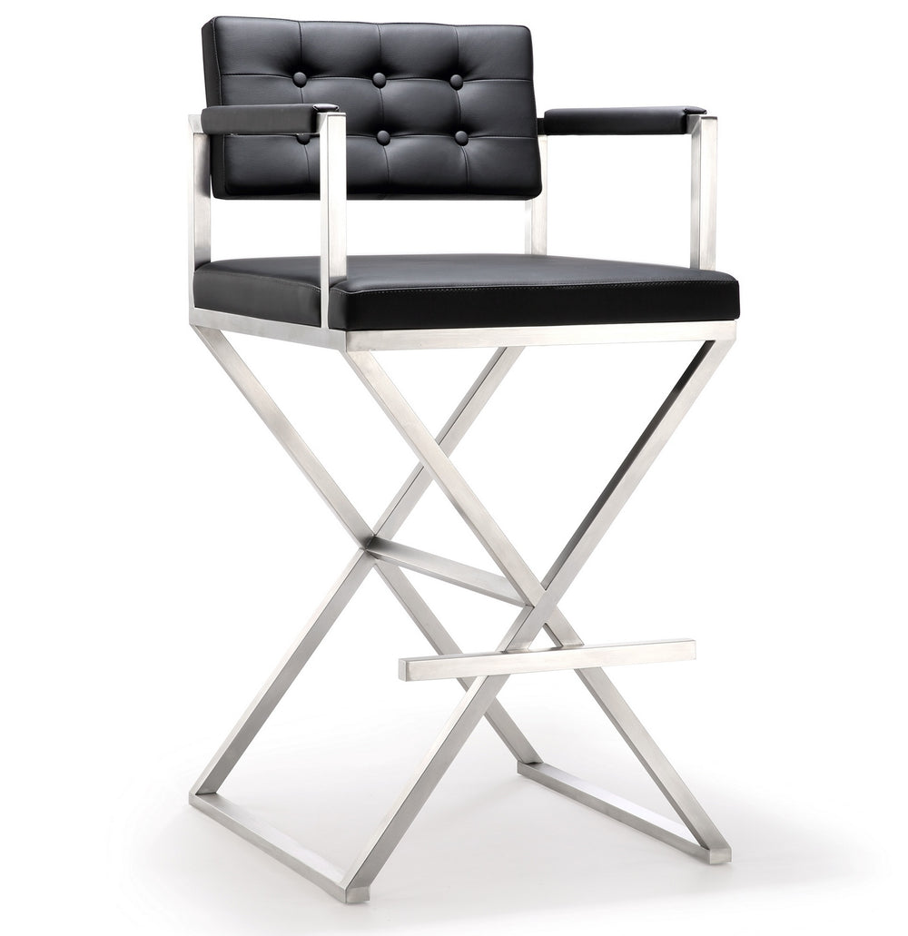 Director Black Stainless Steel Barstool