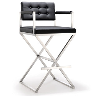 Director Black Stainless Steel Barstool