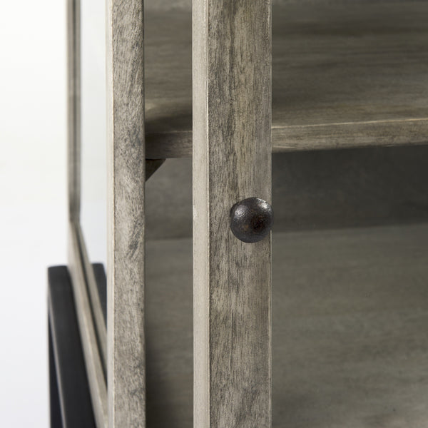 Arelius 20L x 18W x 26H Gray Wood W/ Black Metal Frame End/Side Table
