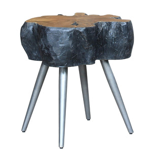 Anya KD Reclaimed Teak Side/ End Table, Natural/Black 