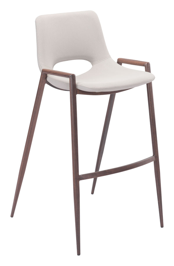 Desi Barstool (Set of 2) Beige & Walnut
