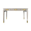 THREE DRAWER DESK WITH BRASS DETAILS IN CERUSED OAK