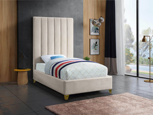 Glenda Twin Bed In Cream Velvet