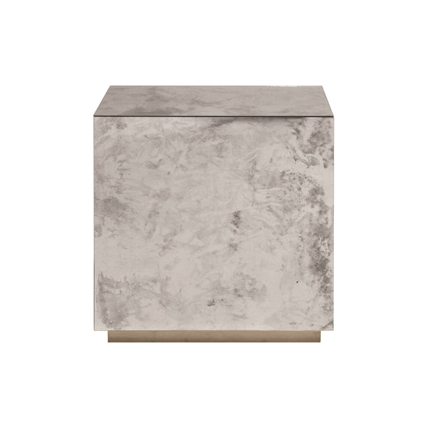 REVERSE ANTIQUE MIRROR COCKTAIL CUBE W. GOLD LEAF BASE