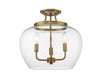 Joliet 3 Light Semi Flush Mount in Olde Brass Finish