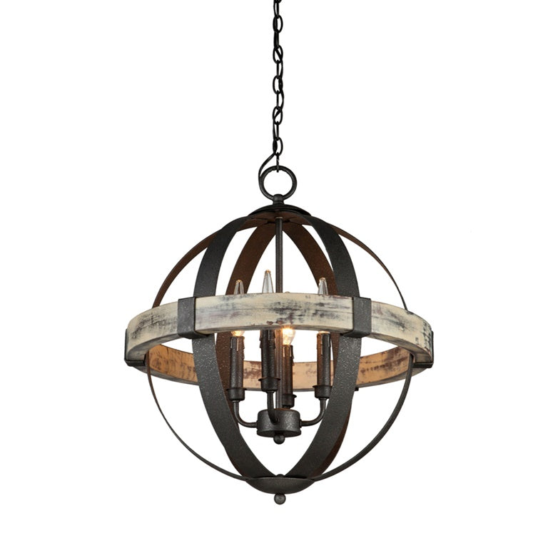 Castello AC10015 Chandelier in Distressed wood and black