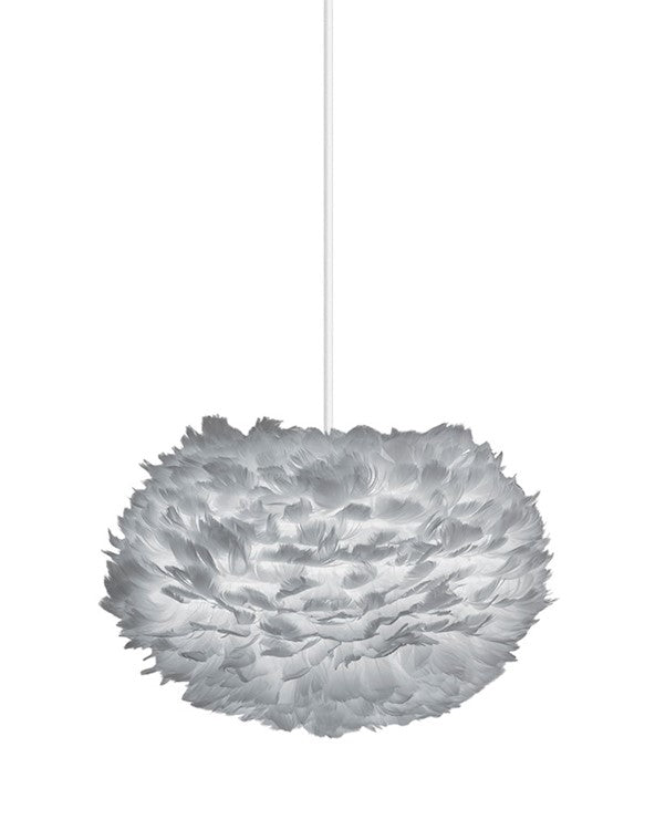 Eos Medium Plug-In Pendant in Grey with White Cord