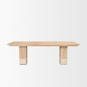 Shivon 94" Light Brown Mango Wood W/ Travertine Dining Table