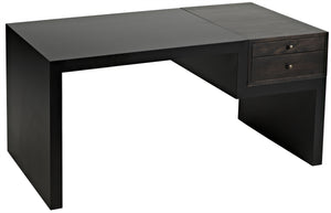 Alvaro Ebony Walnut Desk in Matte Black Steel