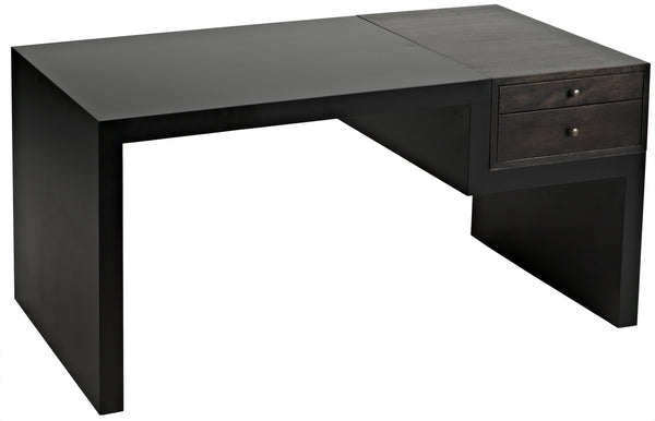 Alvaro Ebony Walnut Desk in Matte Black Steel