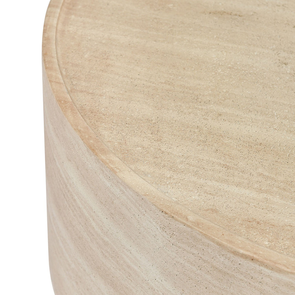 McKenna Outdoor Round Coffee Table – Travertine Finish