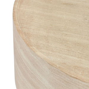 McKenna Outdoor Round Coffee Table – Travertine Finish
