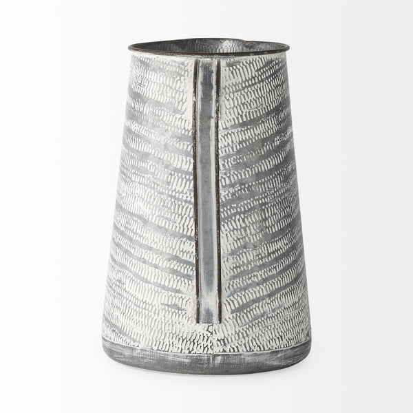 Serena II 11.2H Large Gray/White Textured Metal Jug