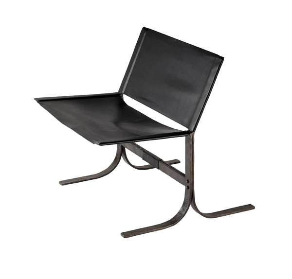  Alessa Leather Sling Chair, Black