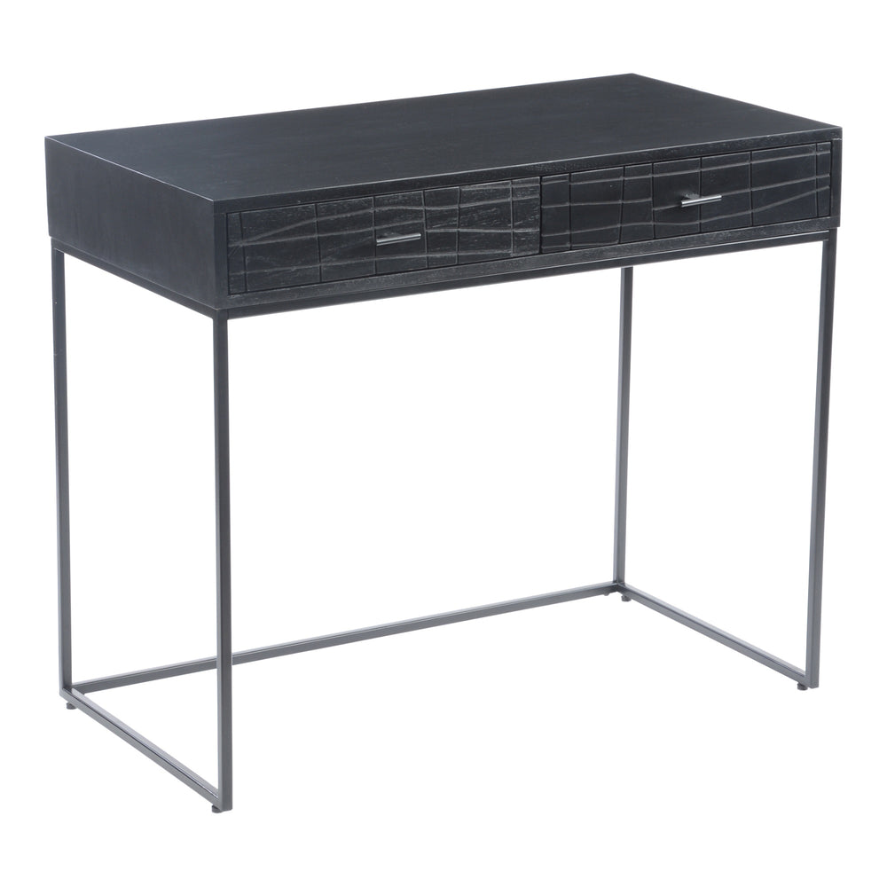 Atelier Desk Black with Acacia Wood & Iron Frame