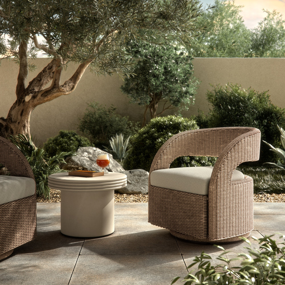 Hawkins Outdoor Swivel Chair in Vintage White