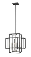 Titania 4 Light Pendant in Black + Brushed Nickel Finish