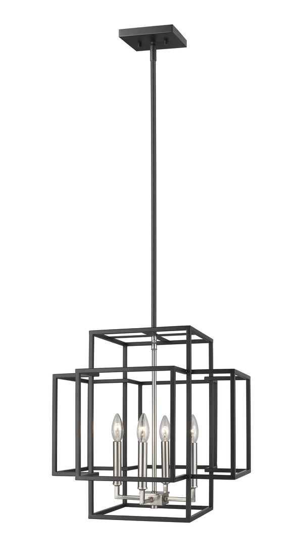 Titania 4 Light Pendant in Black + Brushed Nickel Finish