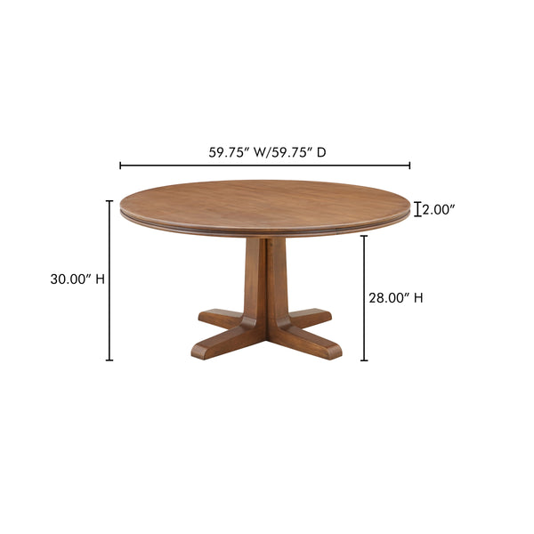 Charles Dining Table with Pine Veneer in Brown