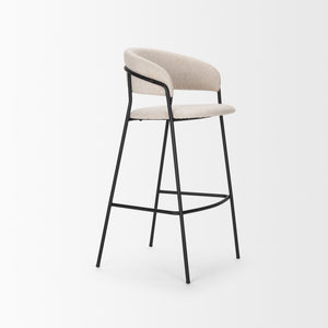Carolyn Bar Stool w/ Oatmeal Fabric & Matte Black Metal