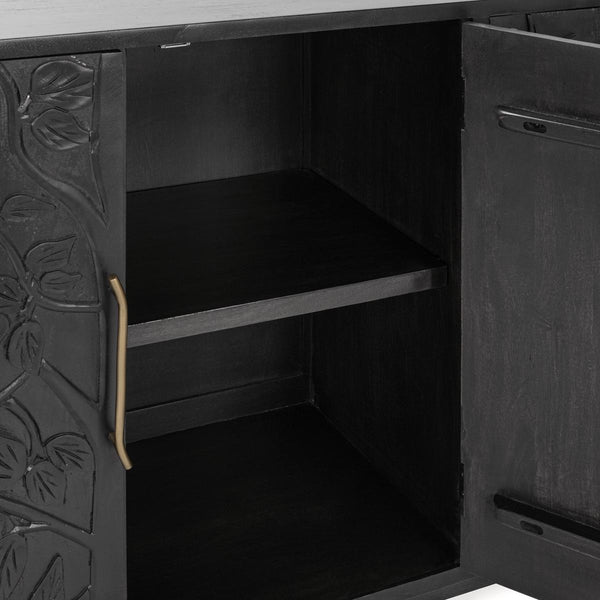 Albero Solid Wood 4Dr Buffet - Handcrafted Black Finish