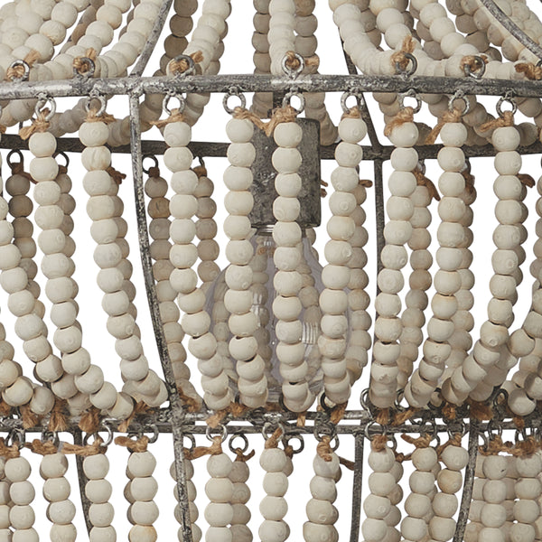 Blanca Wood Beaded 1-Light Chandelier