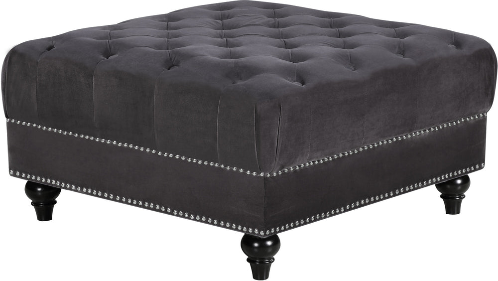 Loretta Ottoman In Grey Velvet