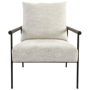 Cohen Upholstered Accent Chair in Ivory with Metal Frame