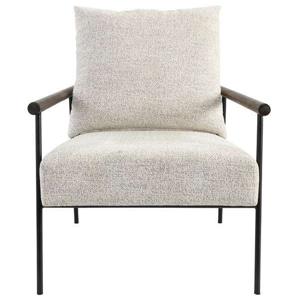 Cohen Upholstered Accent Chair in Ivory with Metal Frame