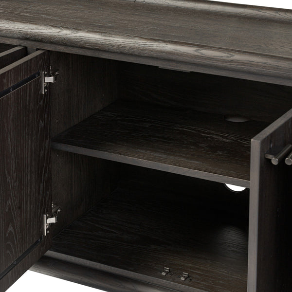 Glenview 6 Door Sideboard - Cracked Smoked Black Veneer