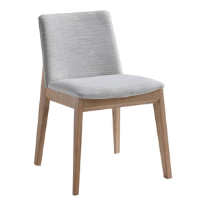 Deco Oak Dining Chair Set in Light Grey Upholstery