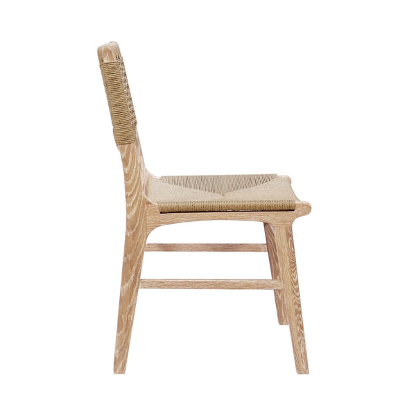 RATTAN WRAPPED DINING CHAIR IN MATTE CERUSED OAK