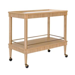 CLASSIC BAR CART WITH FLUTED DETAIL IN NATURAL OAK