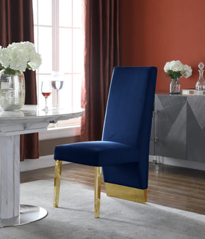 Stanley Dining Chair In Navy Velvet and Gold