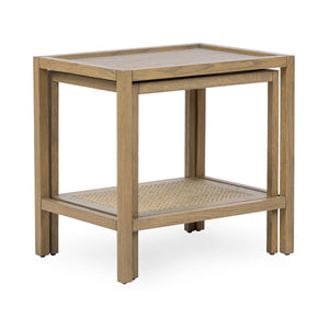Devin Solid Wood Nesting Accent Tables in Latte Brown