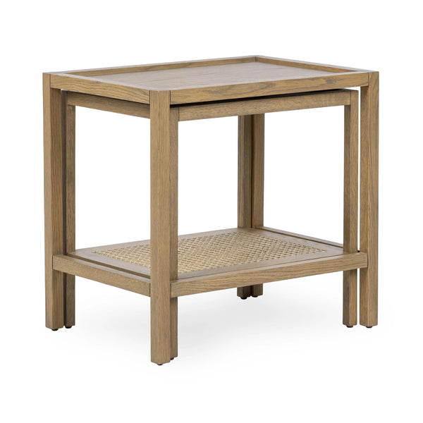Devin Solid Wood Nesting Accent Tables in Latte Brown