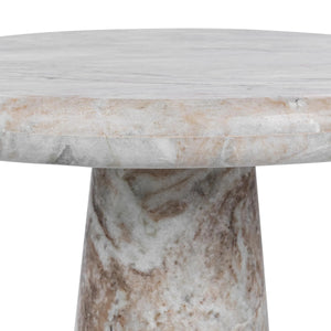 Huxley Marble Round Accent Table with Rusty Gray Veining