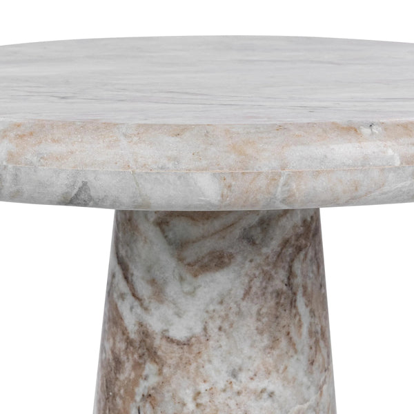 Huxley Marble Round Accent Table with Rusty Gray Veining
