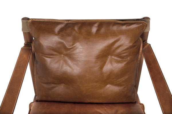 Luther Chair, Cuba Brown Leather W/Canvas