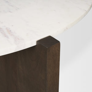 Bianca Dark Brown Wood w/ Marble Round Top Coffee Table