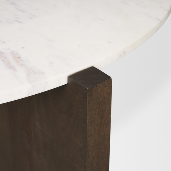 Bianca Dark Brown Wood w/ Marble Round Top Coffee Table