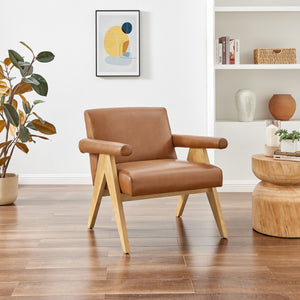 Nixon Faux Leather Accent Arm Chair, Borneo Chocolate