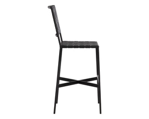 OMARI BARSTOOL - BLACK LEATHER