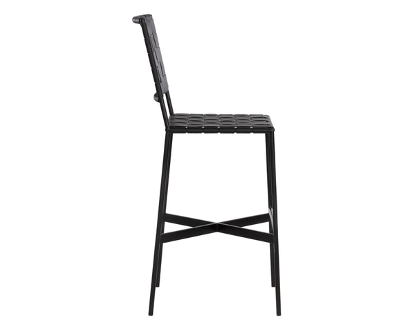 OMARI BARSTOOL - BLACK LEATHER